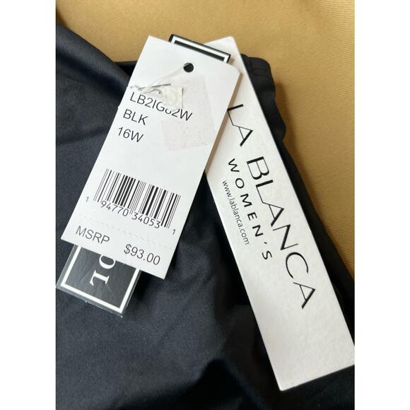 La Blanca Black One Shoulder Keyhole Tankini Top 16W NWT - Picture 5 of 5